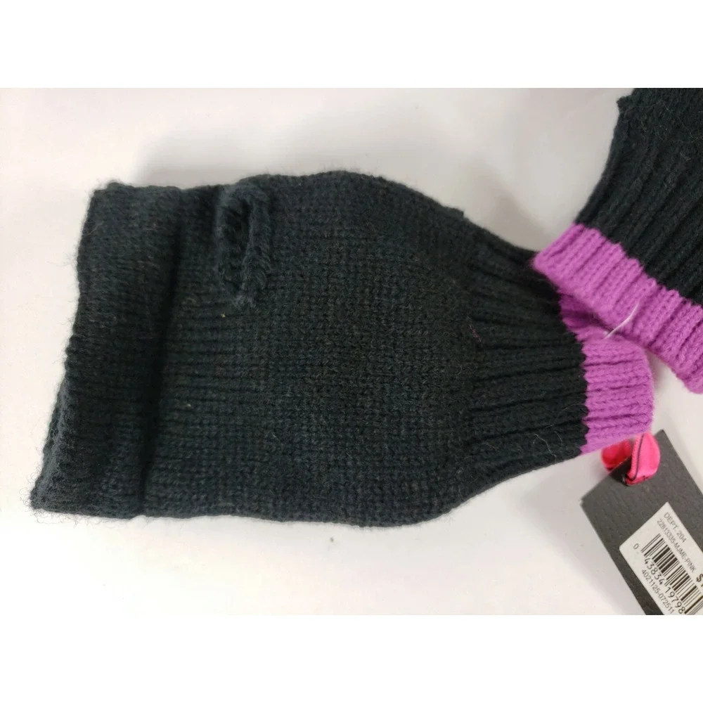 Material‎ Girl Macy's Black Bow Pink Trim Fingerless Gloves